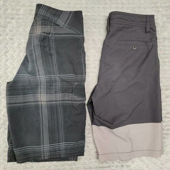 Lot of 2 Mossimo Supply Co Swim Trunks Gray Black City Grid Hybrid Shorts Men 28 - Picture 1 of 11